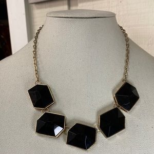 Minimalist abstract black and Goldtone necklace